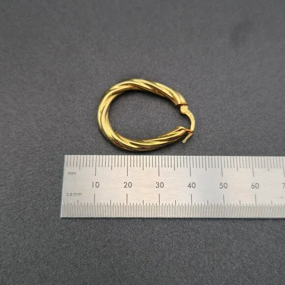 Gold Over Sterling Silver Braided Hoop Earrings A6488 - Picture 4 of 5